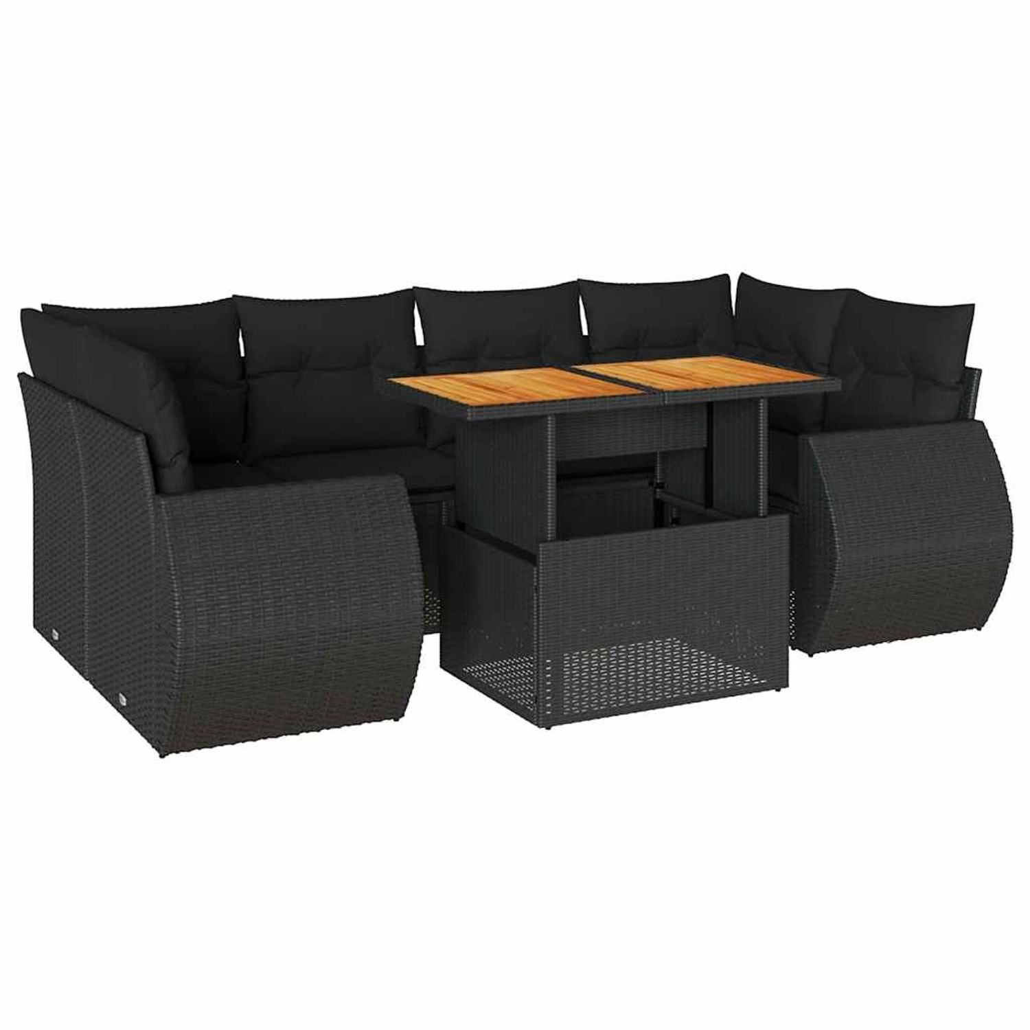 vidaXL 7-Tlg Garten-Sofagarnitur mit Kissen Schwarz Poly Rattan 3327226 günstig online kaufen