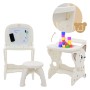 Weißer Joyz 3in1 Spieltisch mit LCD-Tafel, als Staffelei mit Malerei und als Tisch mit Bausteinen, inkl. Hocker.