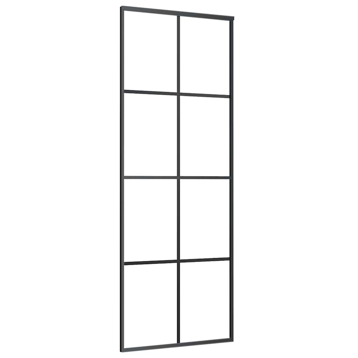 vidaXL Schiebetür Schwarz 76x205 cm ESG Glas und Aluminium 151666