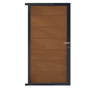 GartenLand Steckzauntor Ameland, WPC Mahagoni, Aluminium Anthrazit, ca. 90x175 cm.