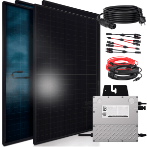 SUNNIVA Balkonkraftwerk 1840 W mit BENY 800 W Wechselrichter inkl.5m Kabel 4x 460 W Solarmodule Bifazial Fullblack Glas-Glas