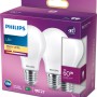 Philips LED E27 7W Glühbirnenform, 2er-Set. Warmweißes Licht für Wohnräume.