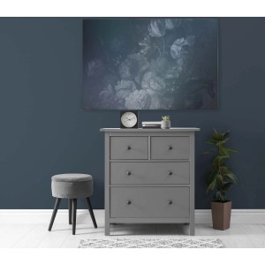 Bricoflor Leinwandbild mit Blumenstrauß in Blau-Grau, Vintage-Stil, 120x80 cm, Wanddekoration.