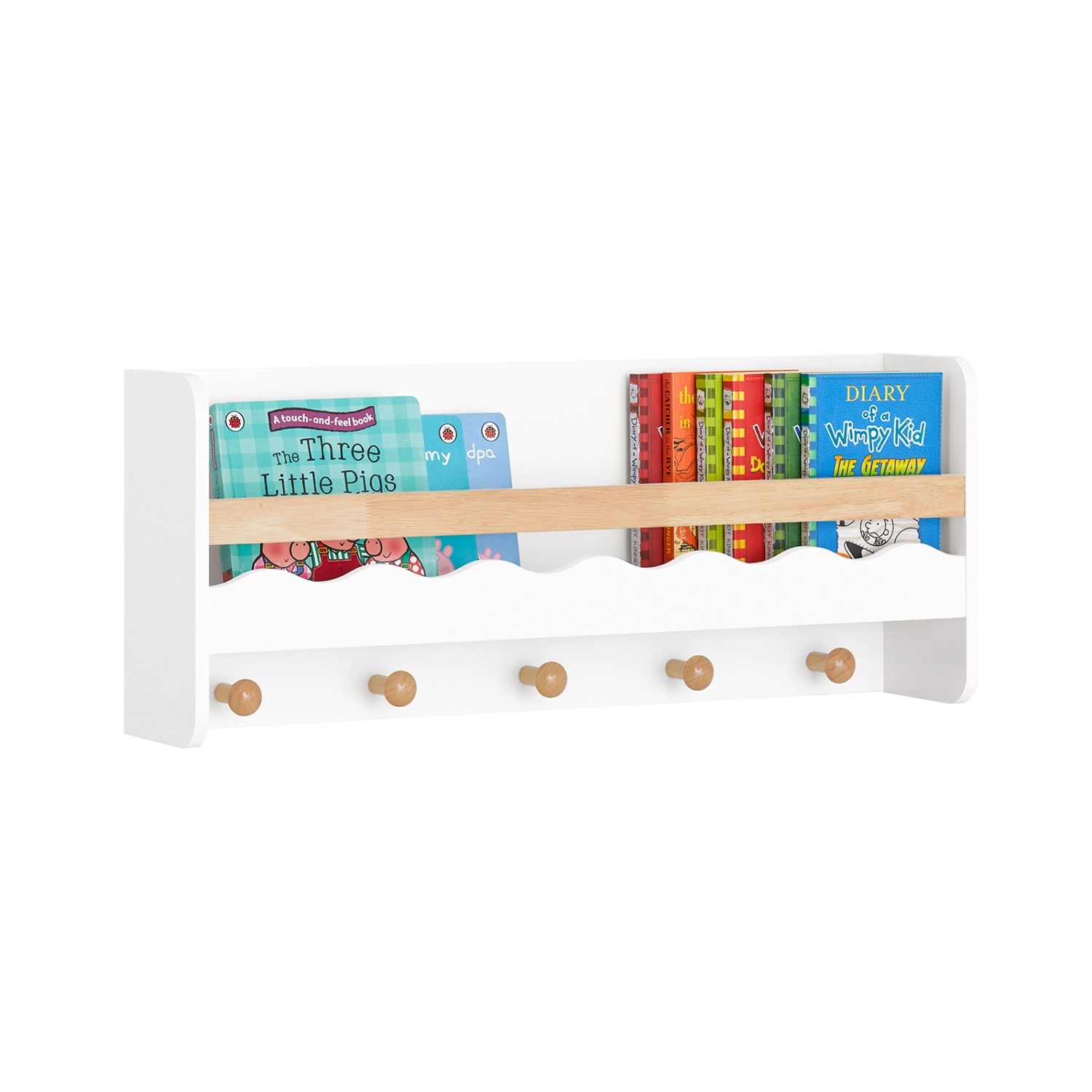 SoBuy Kindergarderobe mit Ablage Kinderregal Bücherregal Wandregal Weiß KMB78-W