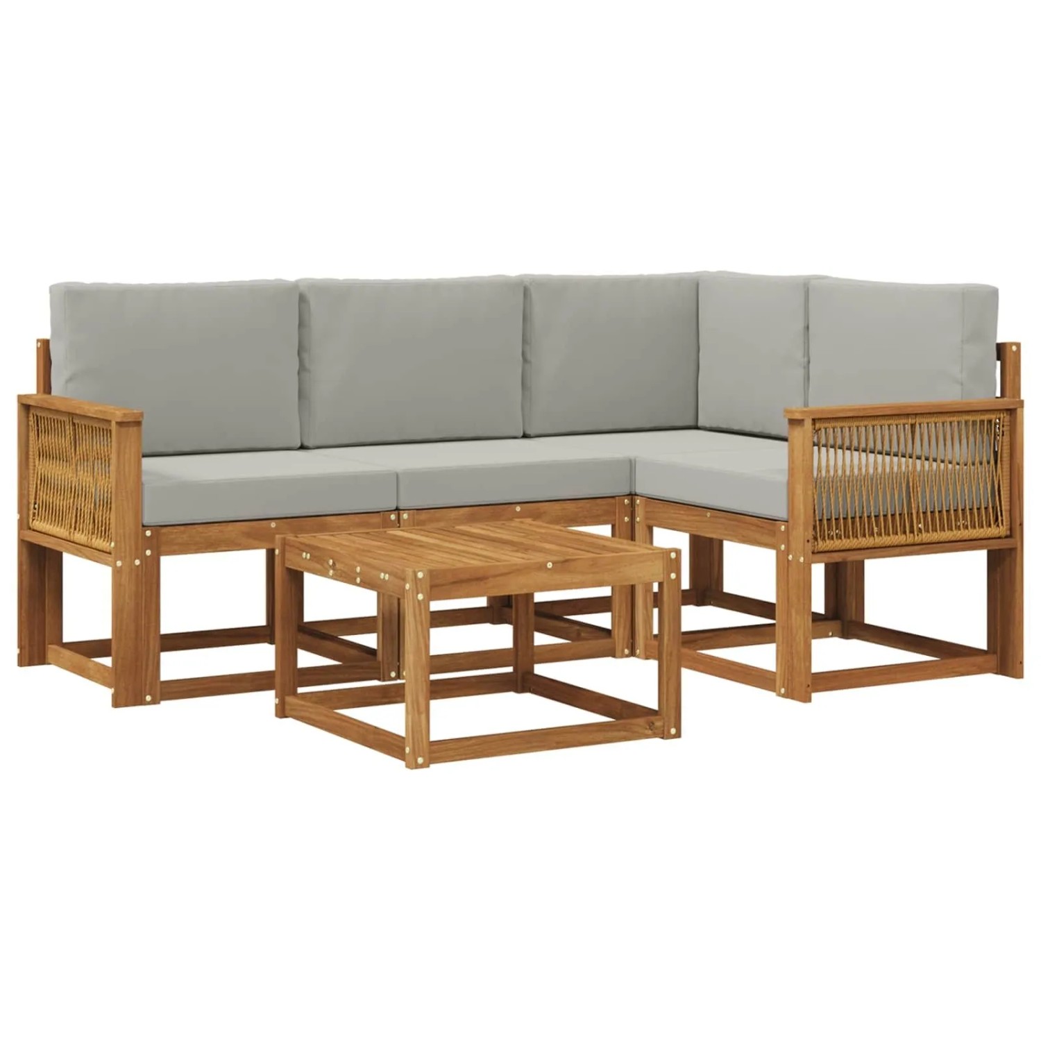 vidaXL Outdoor-Sofagarnitur 5 Stk Natur und Hellgrau Polyester 3385197