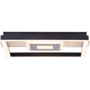 Moderne LED-Deckenleuchte Baldo in Schwarz-Holz Optik, 30x28 cm, für stimmungsvolle Beleuchtung.