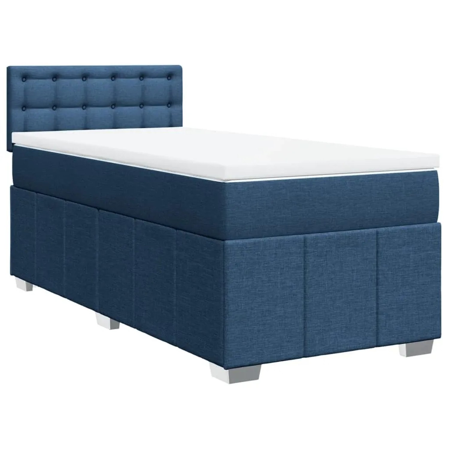 vidaXL Boxspringbett mit Matratze Blau 90x200 cm Stoff 3286971