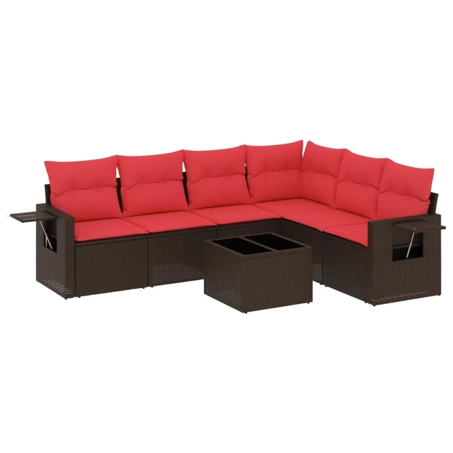 vidaXL 7-Tlg Gartensofa-Set mit Kissen Braun Polyrattan 3220223 günstig online kaufen