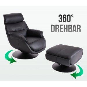 Brauner MCW Relaxsessel K99 mit Hocker, drehbar und mit Schaukelfunktion.