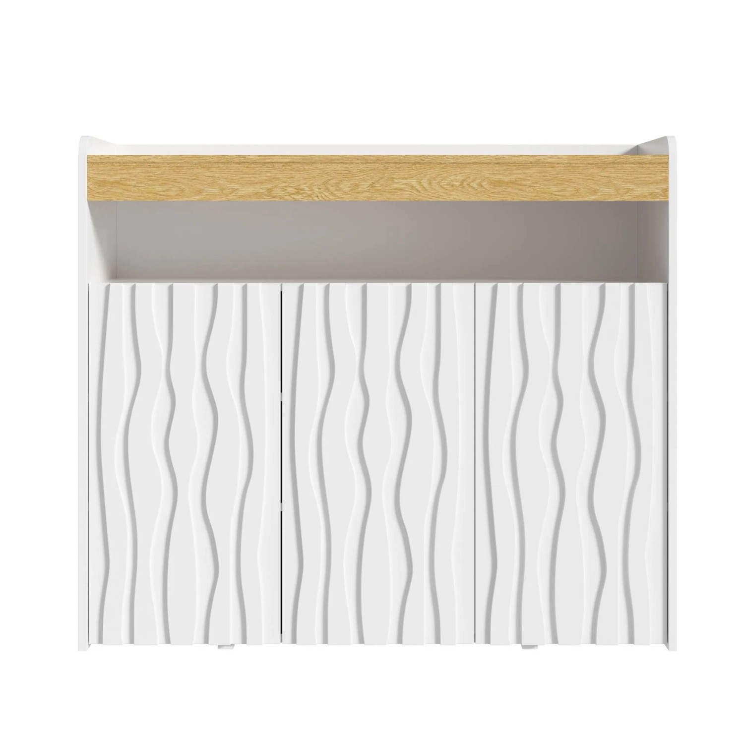 Merax Sideboard 105x90.5x35 cm LED Wellenmuster 3 Türen