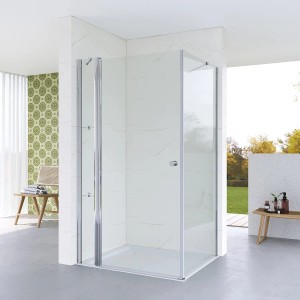 Aquabatos Duschabtrennung Höhe 187 cm Duschkabine mit Pendeltür 120 x 90 cm Dusche Glaswand Eckdusche mit Seitenwand 5 mm ESG Duschtür