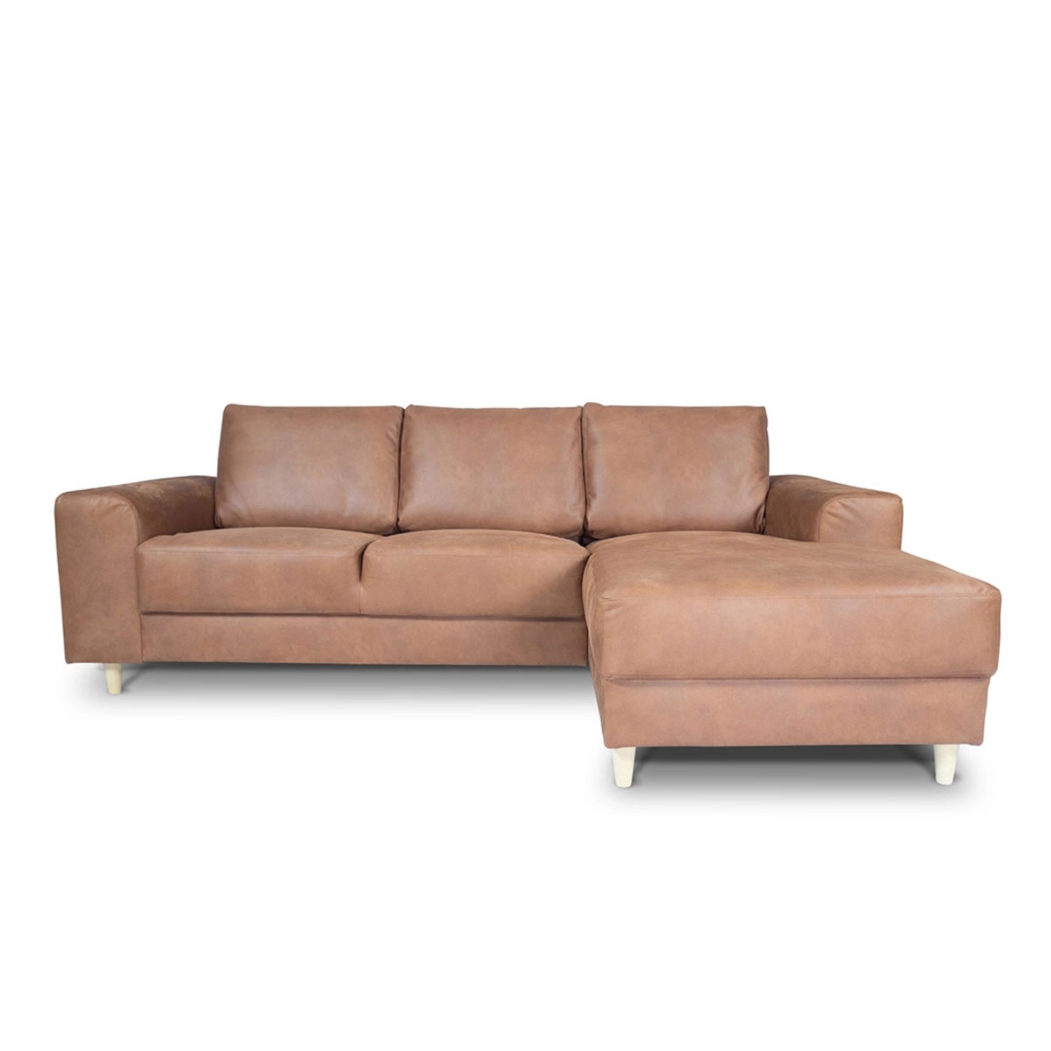ebuy24 Nordic Sofa mit Chaiselong Rechts Gewendet Cognacfarben Leder günstig online kaufen