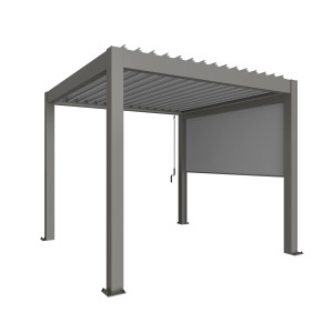 Biohort Sonnenschutzrollo für Pergola, 364 cm breit, Quarzgrau-Metallic, idealer Sonnen- & Sichtschutz.