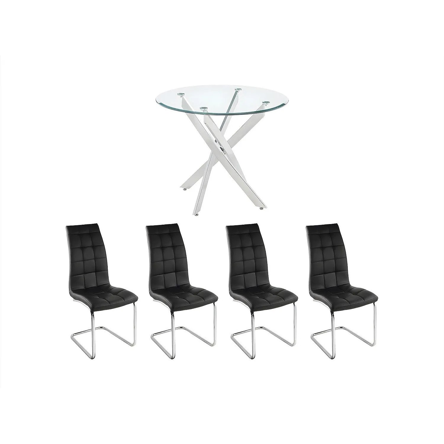 Vente-unique Essgruppe Cosima Transparent  Silberfarben 90 cm