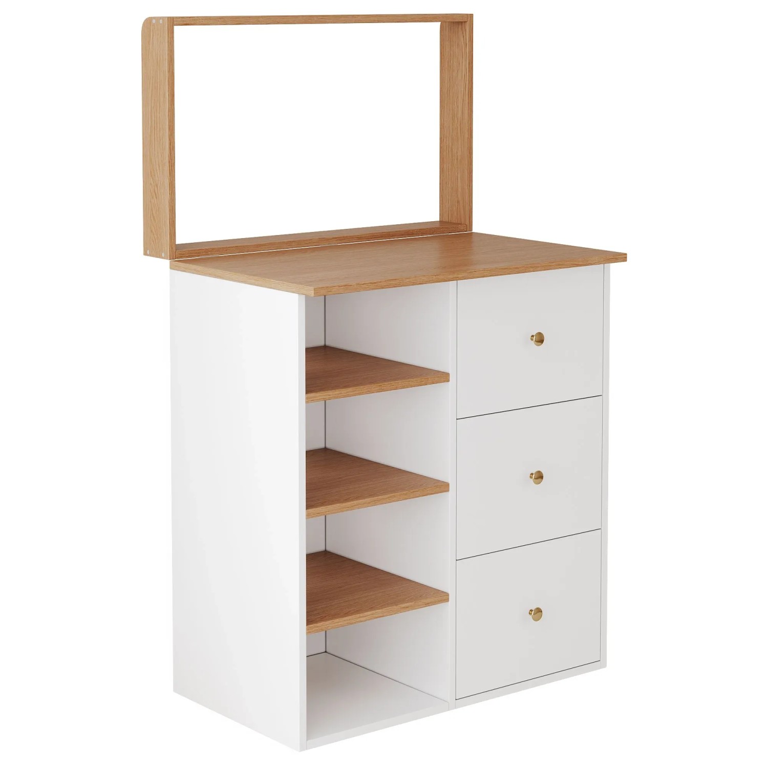 Merax 2-in-1 Baby-Wickelkommode mit Stauraum und Schubladen  Weiß/Holzoptik