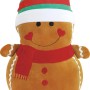 Deko-Figur Lebkuchenmann aus Stoff mit roter Mütze und Schal, 33cm hoch.