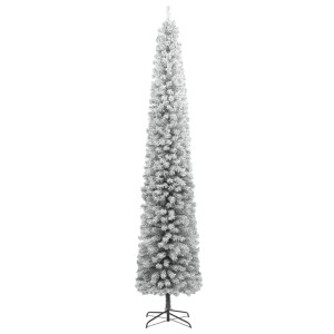 Schlanker, beschneiter, künstlicher Weihnachtsbaum, 300 cm hoch, ideal für kleine Räume.