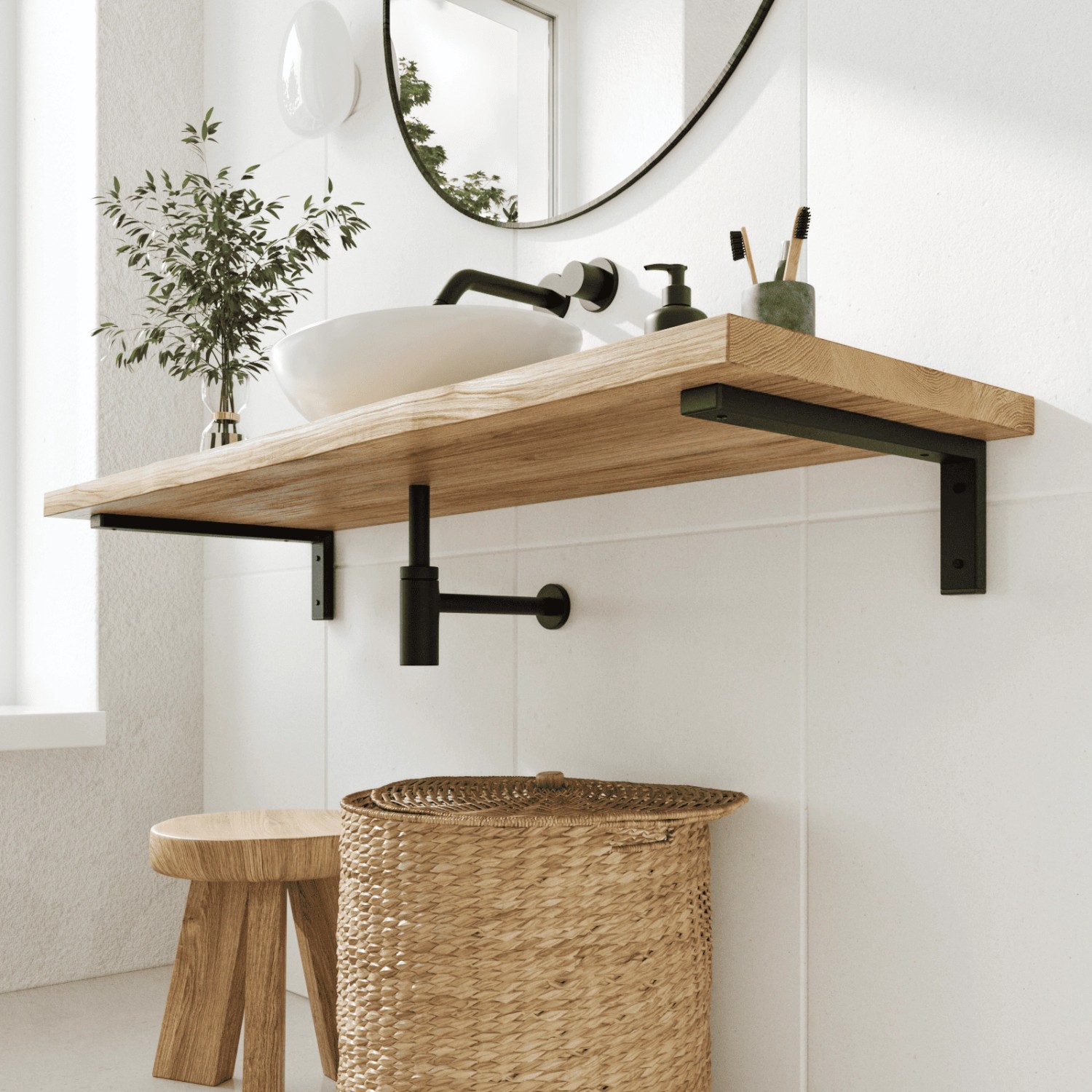 HEVVA Waschtischhalterung MAIN 40 cm Tief 2er Set Schwarz_4