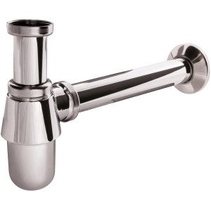 Viega Siphon für Waschtische, 32 mm, Metall verchromt, mit abnehmbarer Siphontasse.