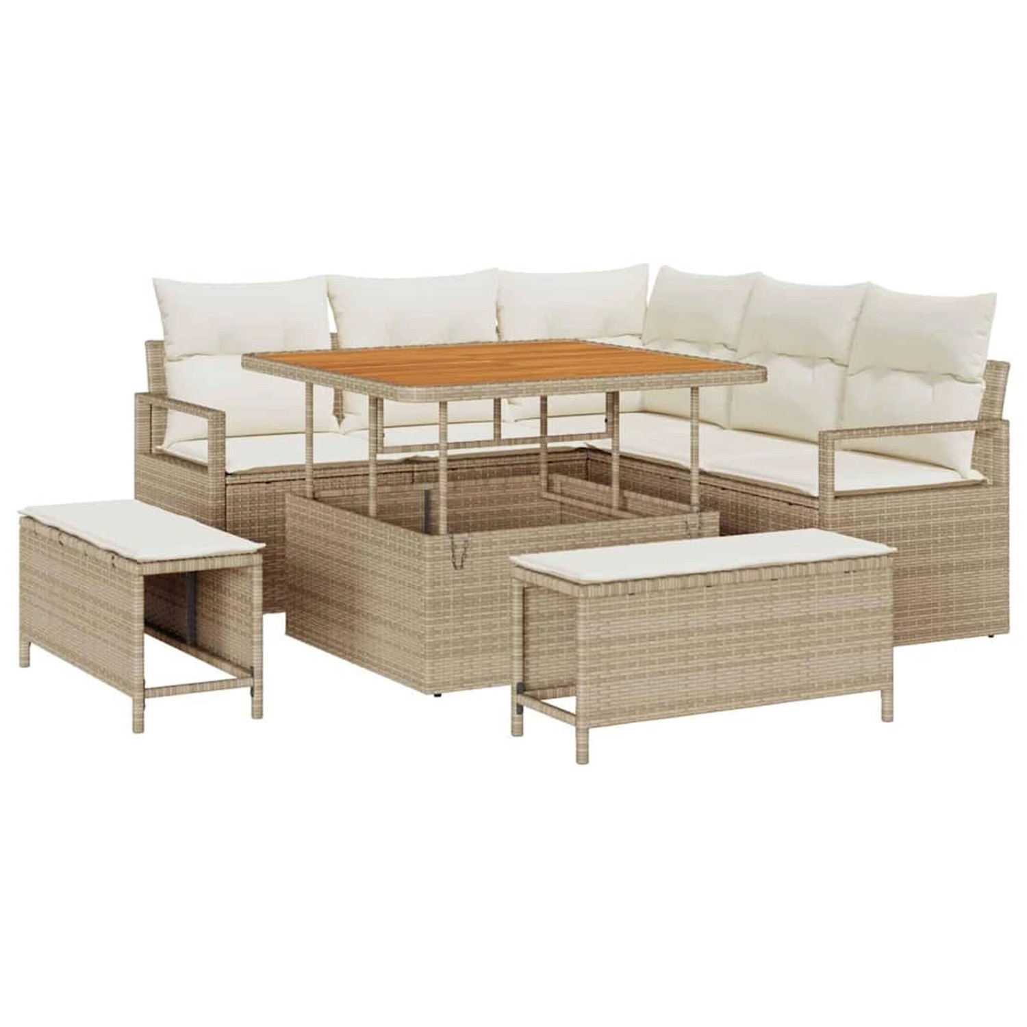 vidaXL Garten-Sofa-Set mit Kissen 8-Tlg Beige Poly Rattan 3362516 günstig online kaufen