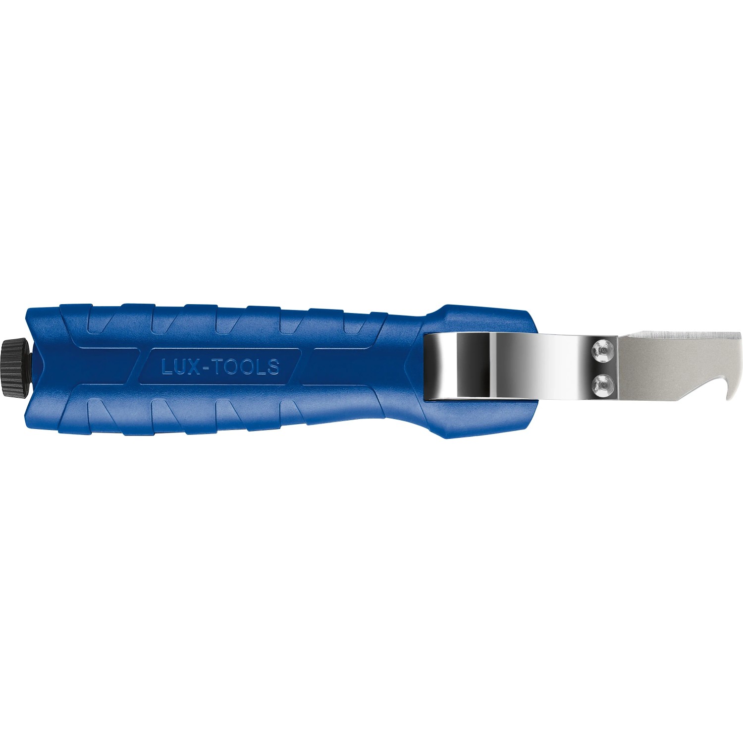 LUX Kabelmesser Universal Comfort mit blauem Griff und stufenlos einstellbarer Klinge.