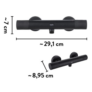 baliv Thermostat-Duscharmatur DU-2061, schwarz-matt, mit Maßen. Thermostat für Dusche.