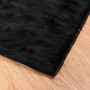 Schwarzer vidaXL Kunstschaffell Teppich (80x250cm) aus Polyester. Flauschiger Teppich für Wohnzimmer.