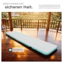 Tectake Airtrack Trainingsmatte, aufgeblasen in Grau/Blau, für Camping und Sport.