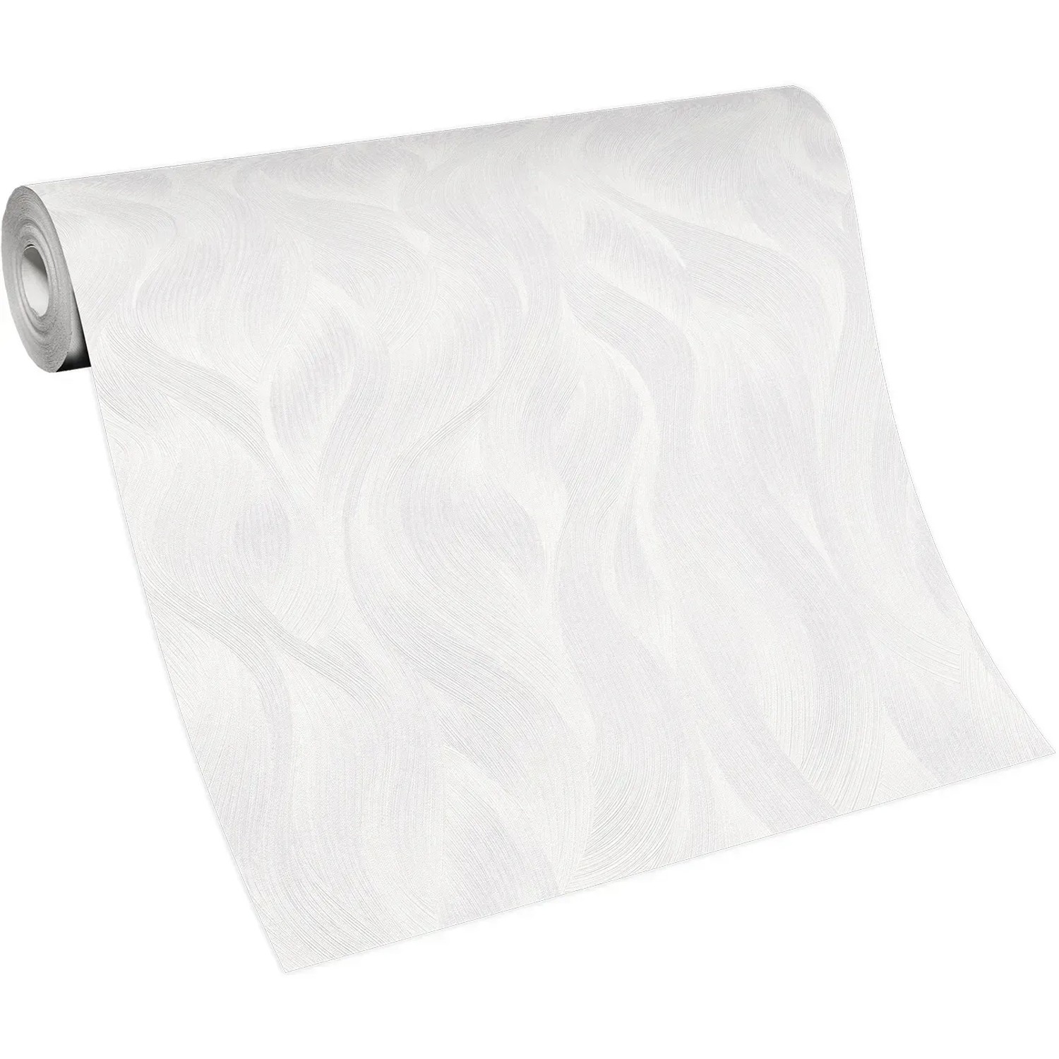 Rolle Erismann Vliestapete Elle Decoration mit Wellenmuster in Hellgrau.
