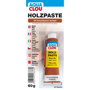 Clou Holzpaste, wasserverdünnbar, Farbton Kirschbaum Dunkel, 60g Tube.