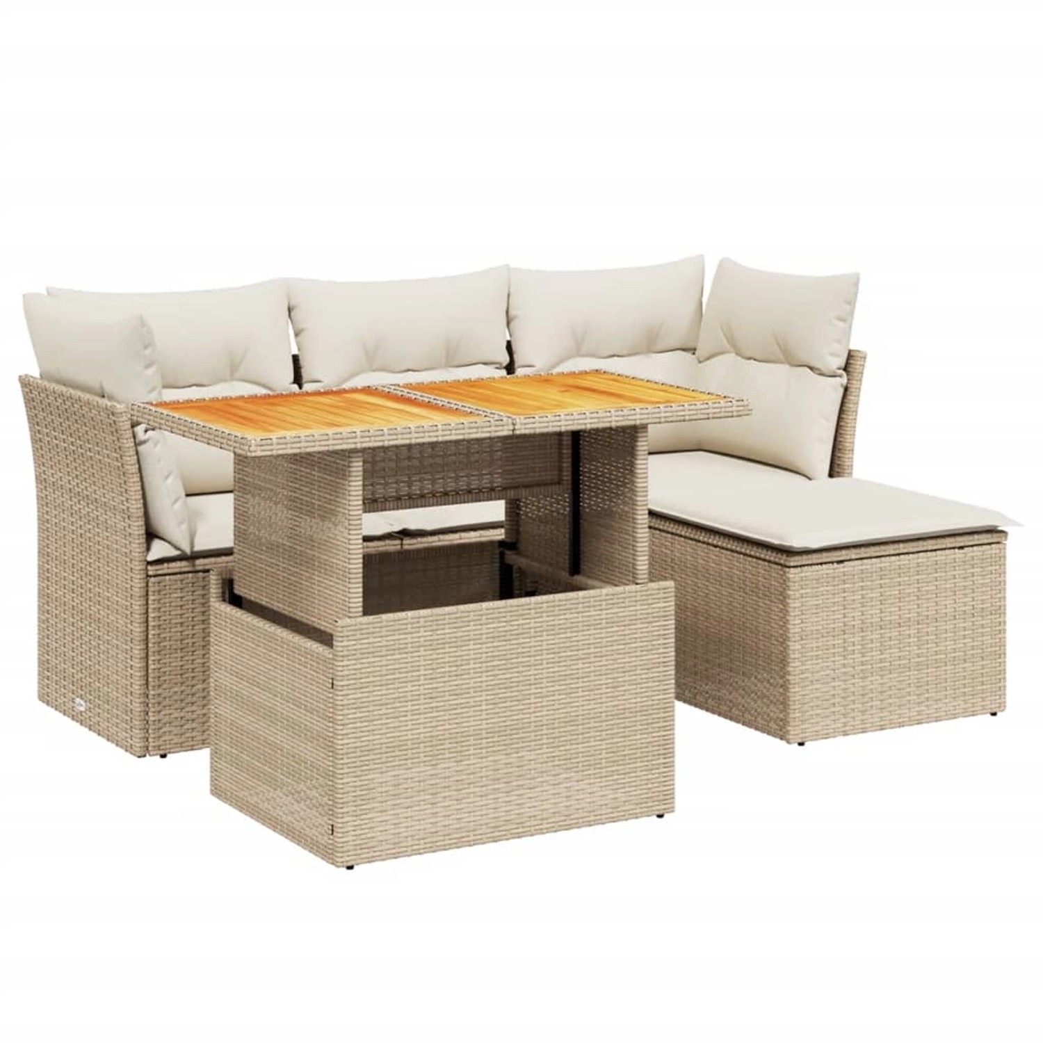 vidaXL 6-Tlg Garten-Sofagarnitur mit Kissen Beige Poly Rattan 3270806 günstig online kaufen