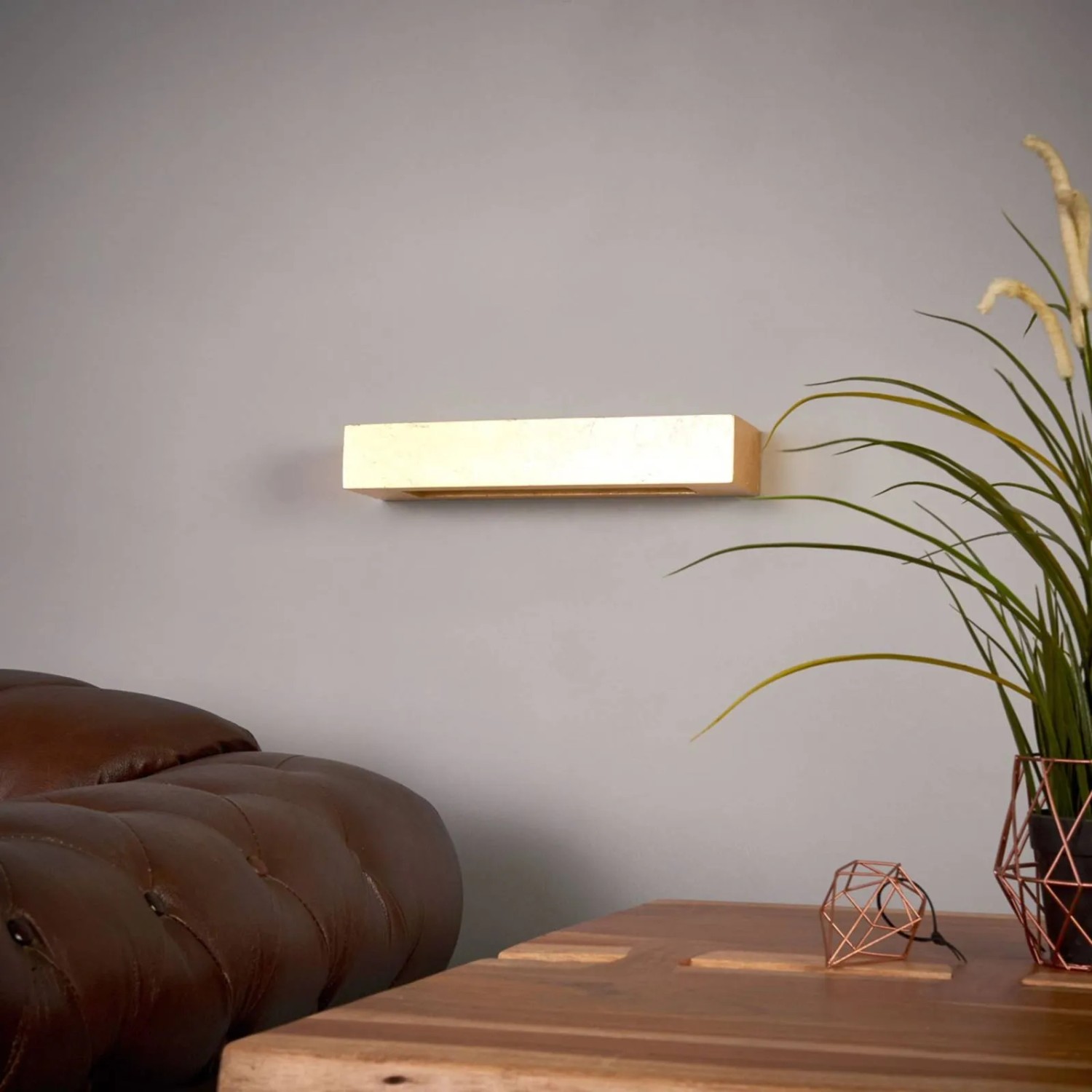 Lindby Wandleuchte Wandlampe Innen Emina 9613063 Modern in Gold Messing aus GipsTon 2-flammig E14 Wohnzimmerleuchte_4