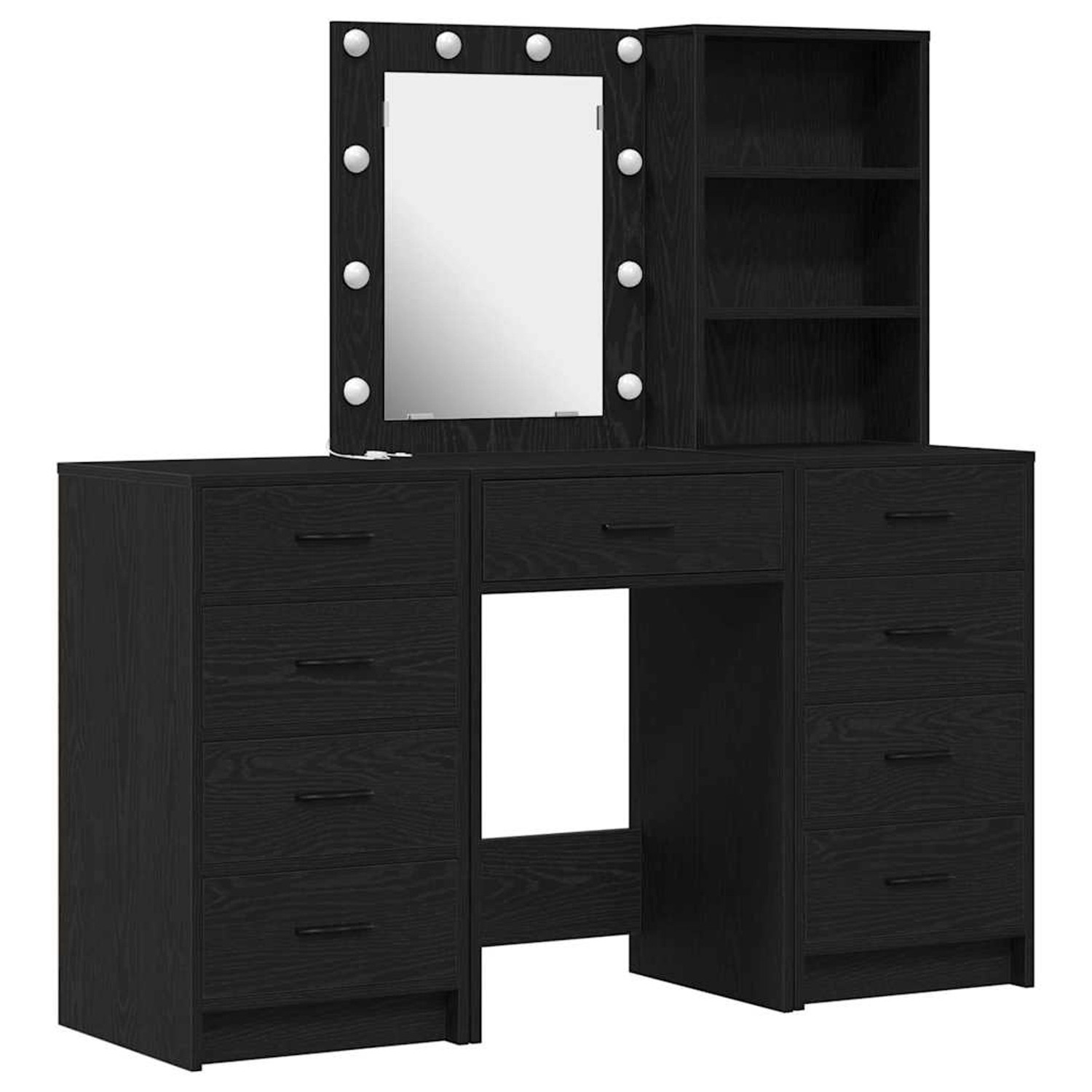 vidaXL Schminktisch 3-Tlg Schwarz 40 x 41 x 135 cm Holzwerkstoff 3334219 günstig online kaufen