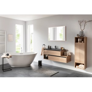 Modernes Badezimmer mit Fackelmann Gusswaschtisch Vita, 101 cm, in Matt Schwarz.