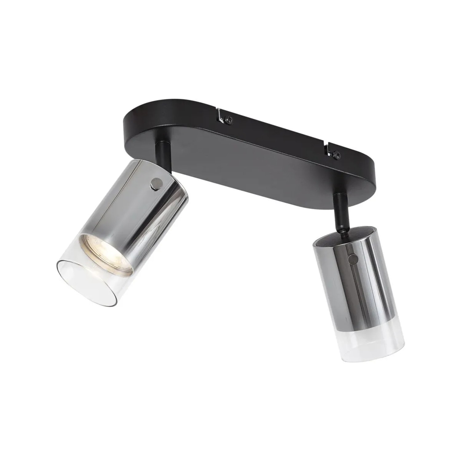 Qazqa Moderner DeckenSpot Gunmetal 2 Flammig Drehbar Und Verstellbar Drain
