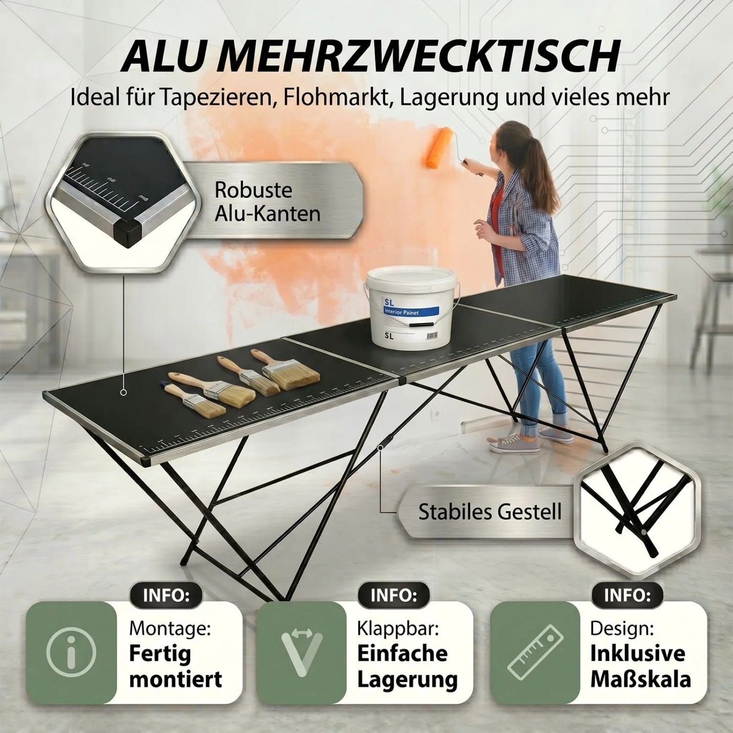 TRUTZHOLM Arbeitstisch klappbar Alu 300x60 cm kaufen bei OBI