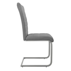 Grauer ML-Design Esszimmerstuhl im 6er Set, Freischwinger mit Kunstlederbezug.