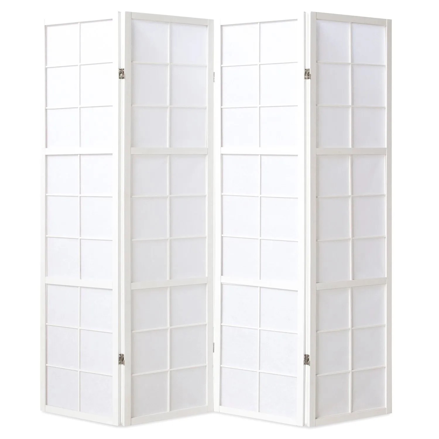 Homestyle4u 4-tlg. Paravent Shoji in Weiß 176x175 cm 438