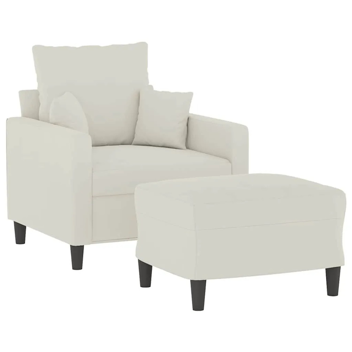 vidaXL Sessel mit Hocker Creme 60 cm Samt 3201105