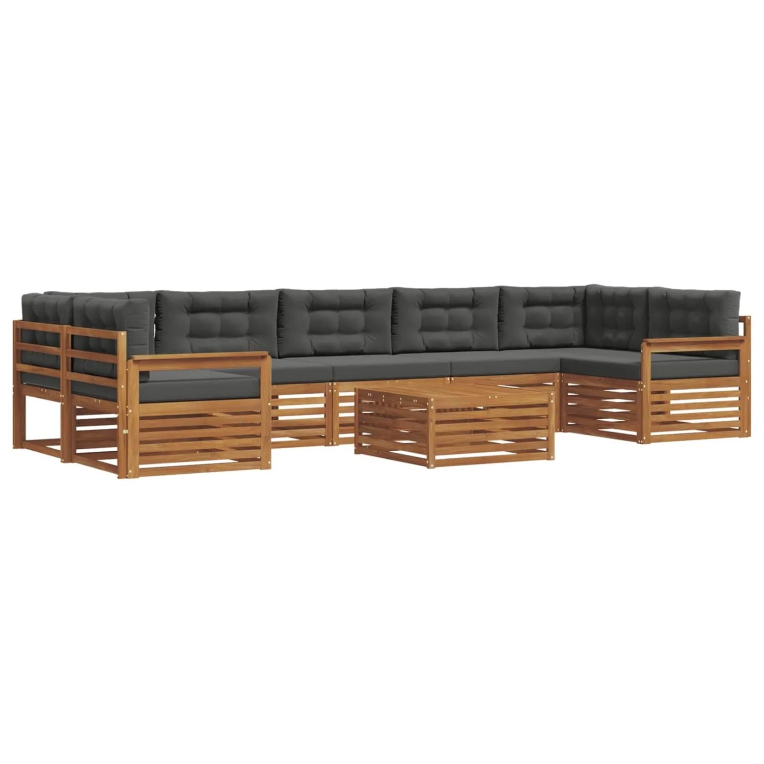 vidaXL Outdoor-Sofagarnitur mit Kissen 8-Tlg Natur und Anthrazit 3373167