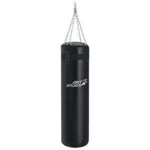 Schwarzer ArtSport Boxsack (30 kg) mit Stahlkette, ideal für Boxtraining & Fitness.
