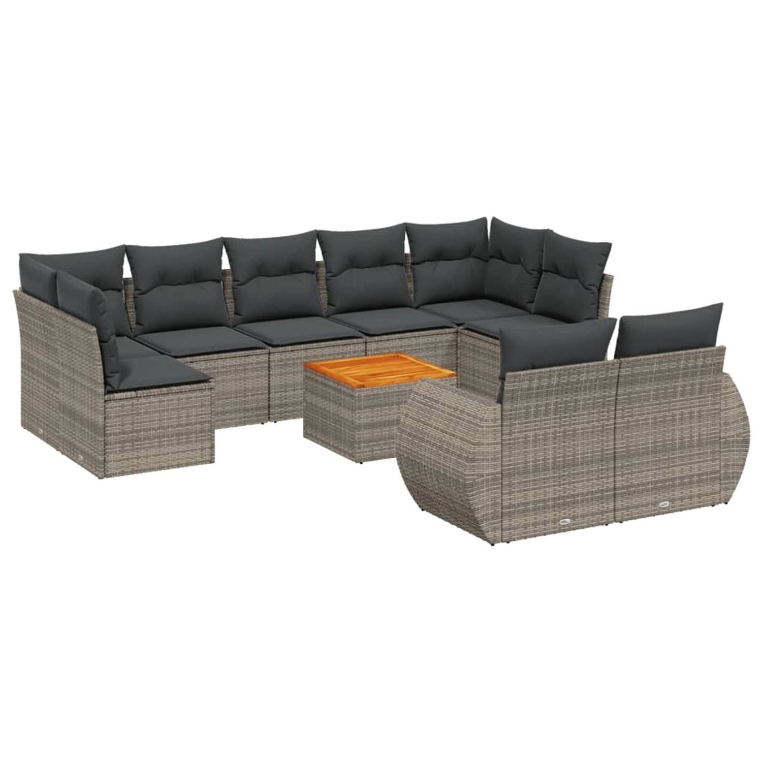 vidaXL 10-Tlg Garten-Sofagarnitur mit Kissen Grau Poly Rattan 3225157 günstig online kaufen