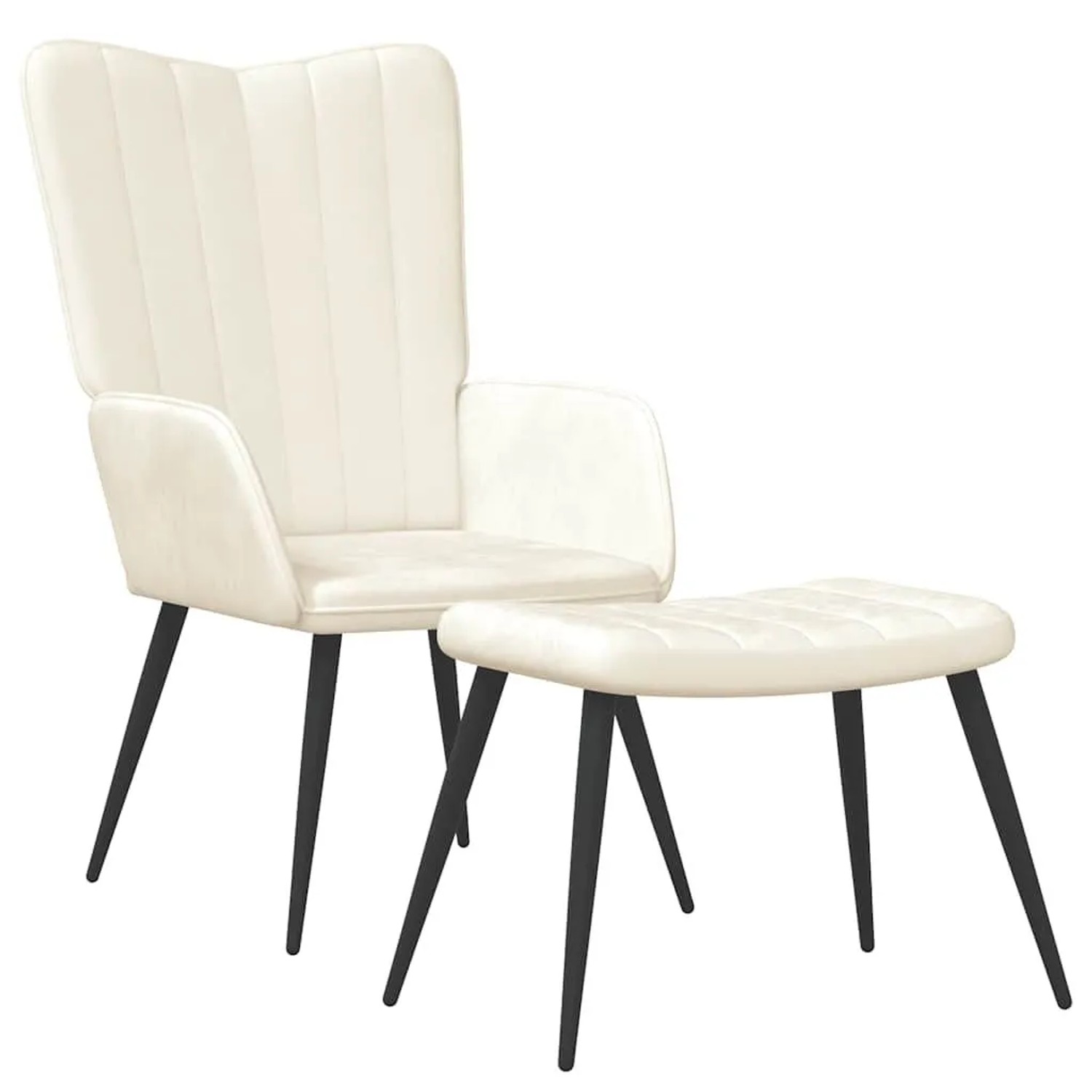 vidaXL Relaxsessel mit Hocker Cremeweiß Samt 327697