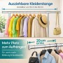 BigDean Kleiderständer auf Rollen mit ausziehbarer Stange und Kleidung.