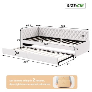 PXloue Tagesbett Ausziehbar Schlafsofa aus Samt in Beige 90/180x200cm