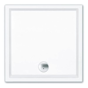 Weiße, quadratische Steinkamp Duschwanne Life, 90x80 cm, aus Acryl mit Ablauf.