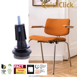 Wagner QuickClick Gelenkgleiter-Set, braun, für Rohre Ø 14 mm, 4-teilig. Möbelgleiter für Stühle.