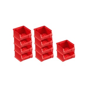 PROREGAL SparSet: 10 rote Sichtlagerboxen, 6x10x10 cm, 0,4 Liter, für Aufbewahrungssysteme.