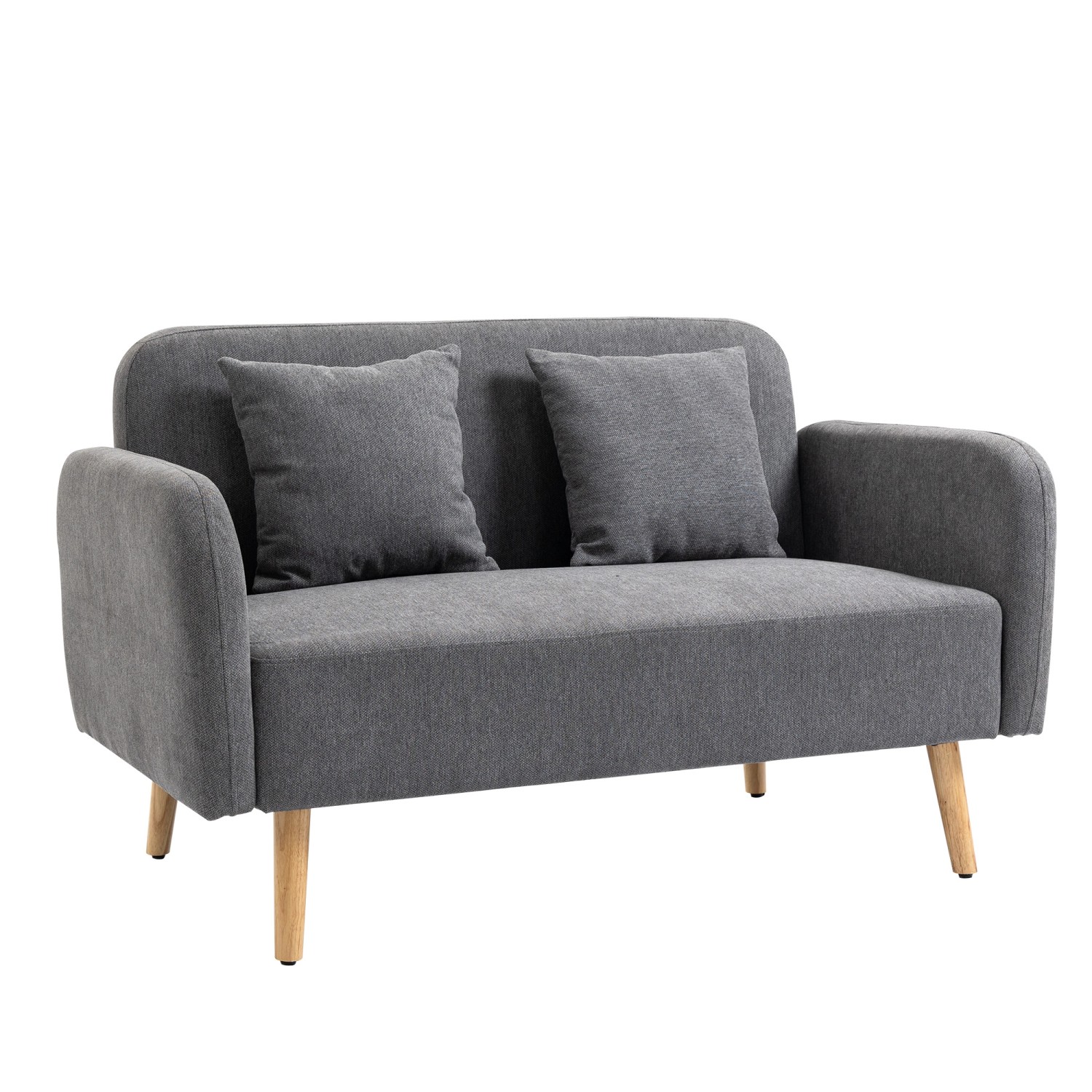 HOMCOM 2 Sitzer Sofa mit 2 Wurfkissen 130 x 70 x 80 cm