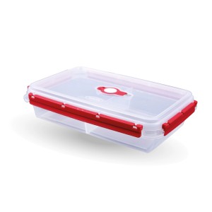 Bestlivings Frischhaltebox, 2 Liter Brotdose mit Trenner und rotem Deckel.